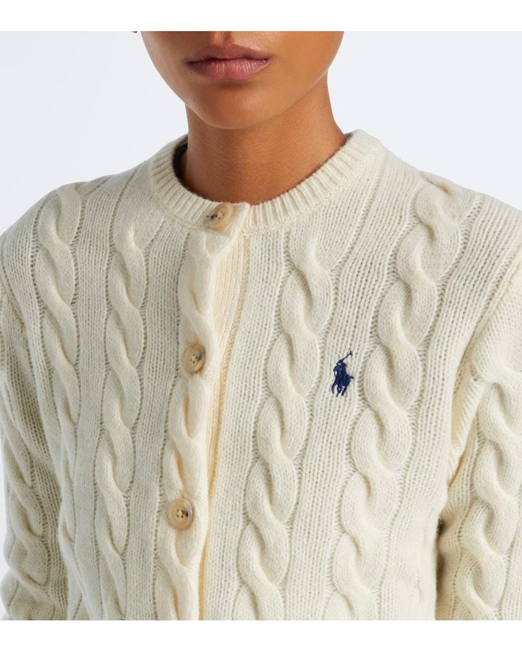 Polo Ralph Lauren Natural Cable-Knit Wool And Cashmere Cardigan