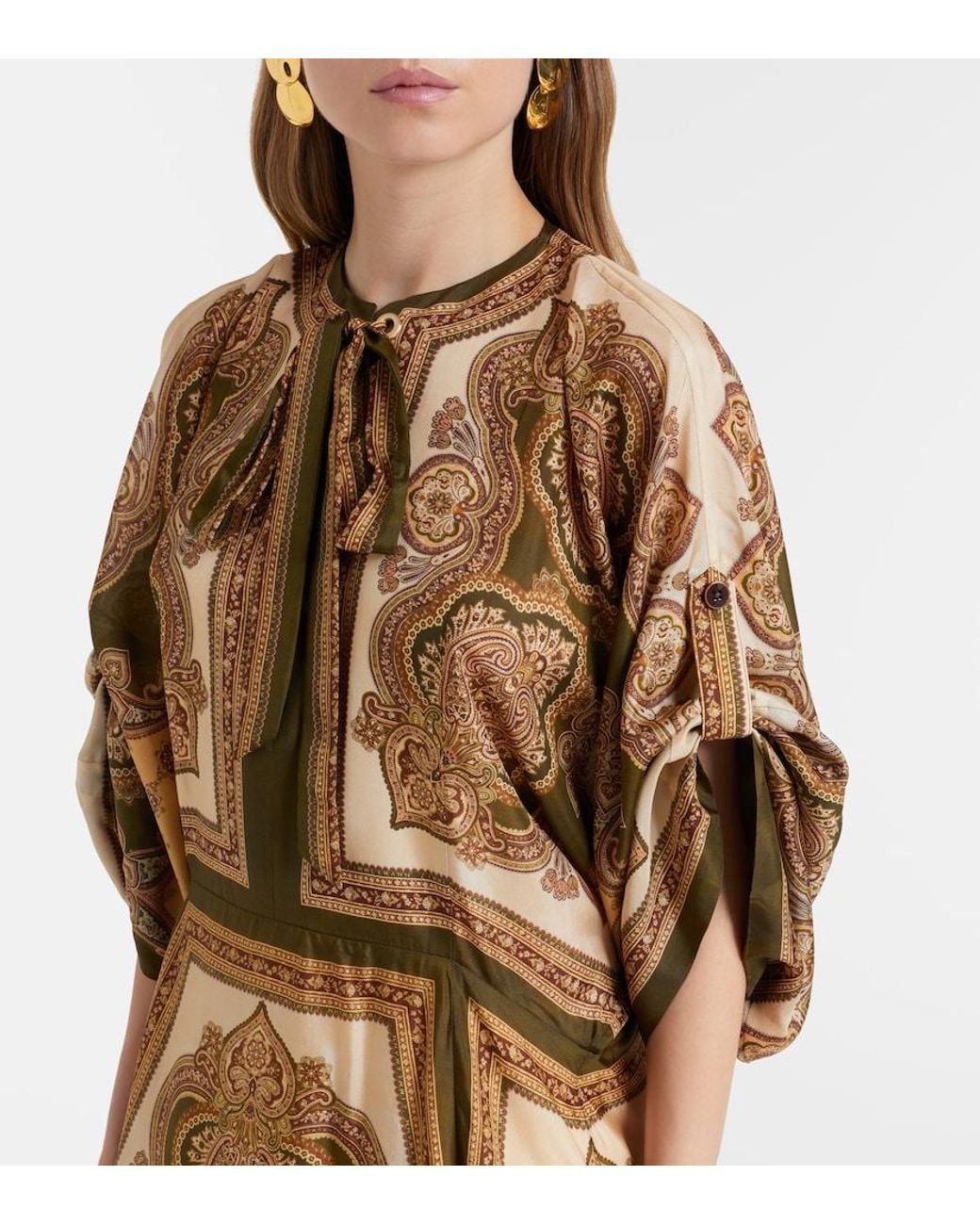Zimmermann Natural Mahon Paisley Silk Midi Dress
