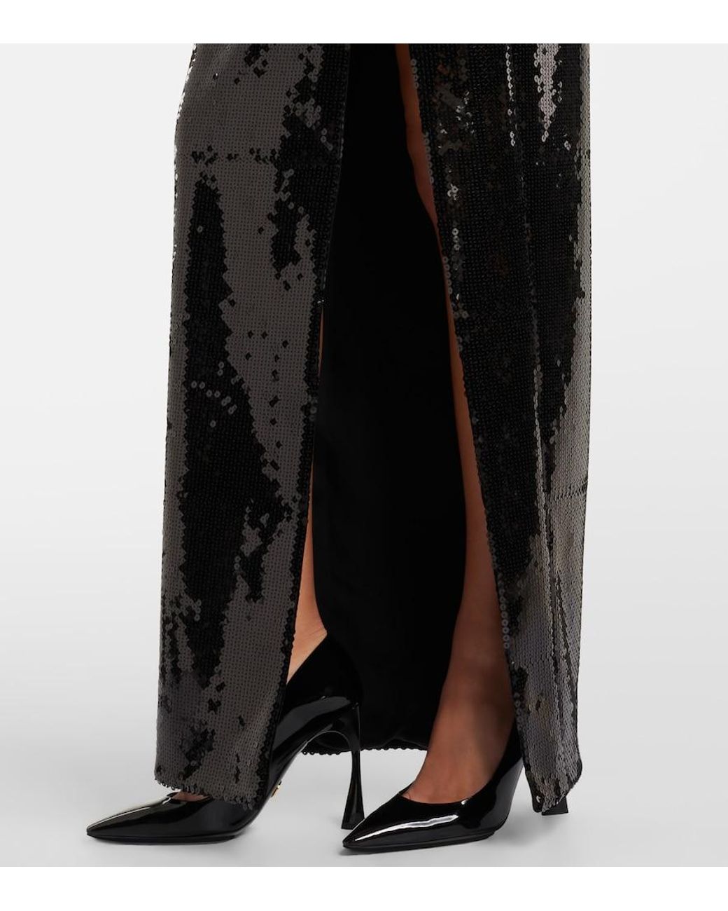 Balmain Black Chain-Detail Sequined Gown