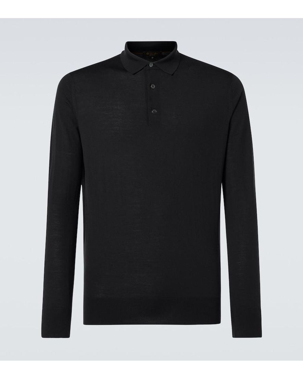Loro Piana Black Ml Long-Sleeved Wool Polo Shirt for men