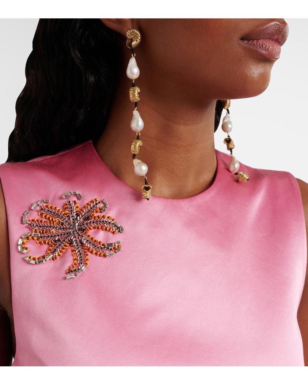 ALÉMAIS Pink Neptuna Embellished Satin Minidress