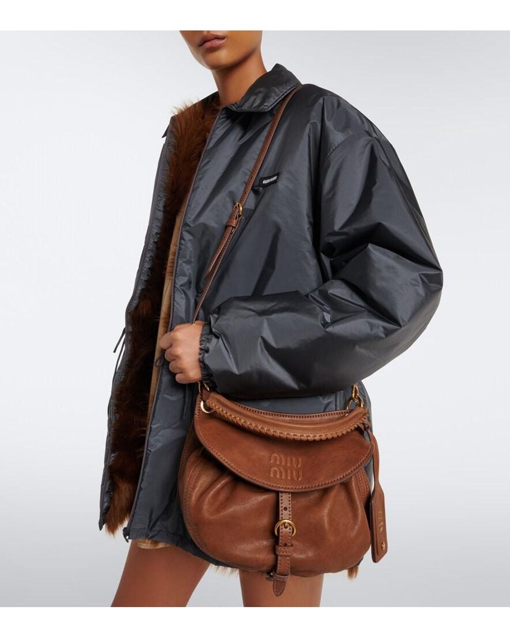 Miu Miu Brown Rendez-Vous Leather Shoulder Bag
