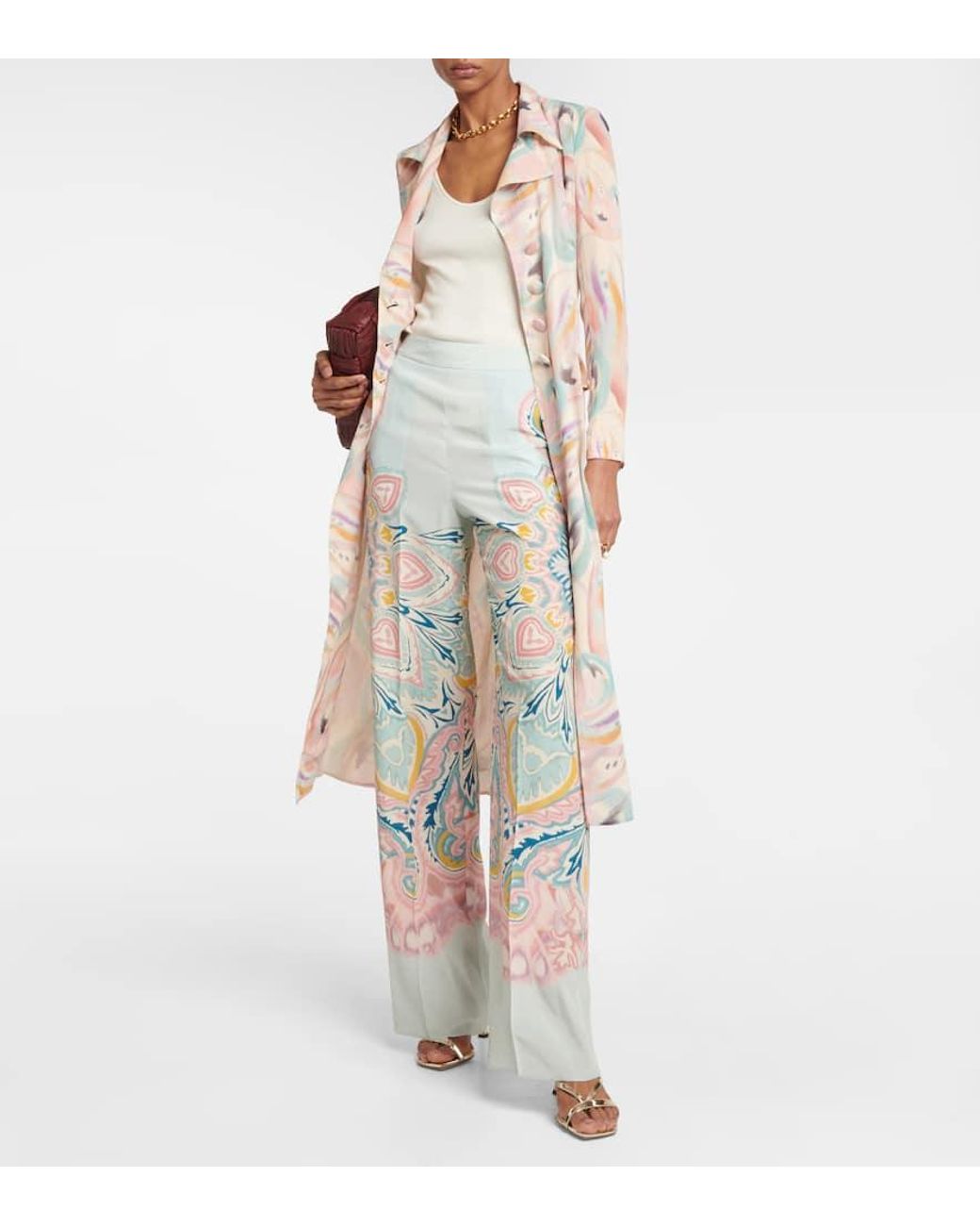Etro Natural Printed Silk Coat