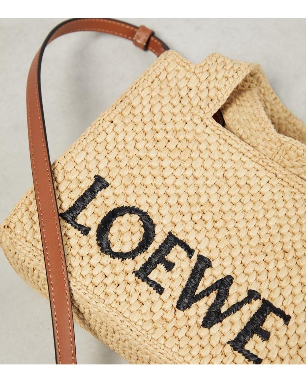 Loewe Metallic Paula's Ibiza Logo Raffia Top-Handle Bag