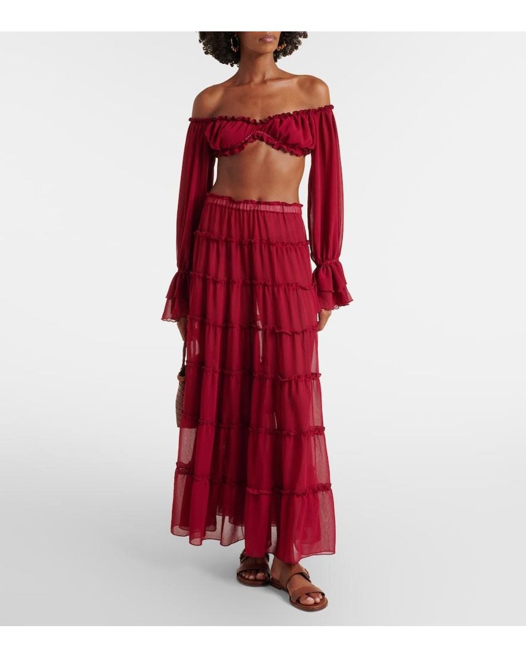 Bananhot Elma Tiered Semi-Sheer Maxi Skirt