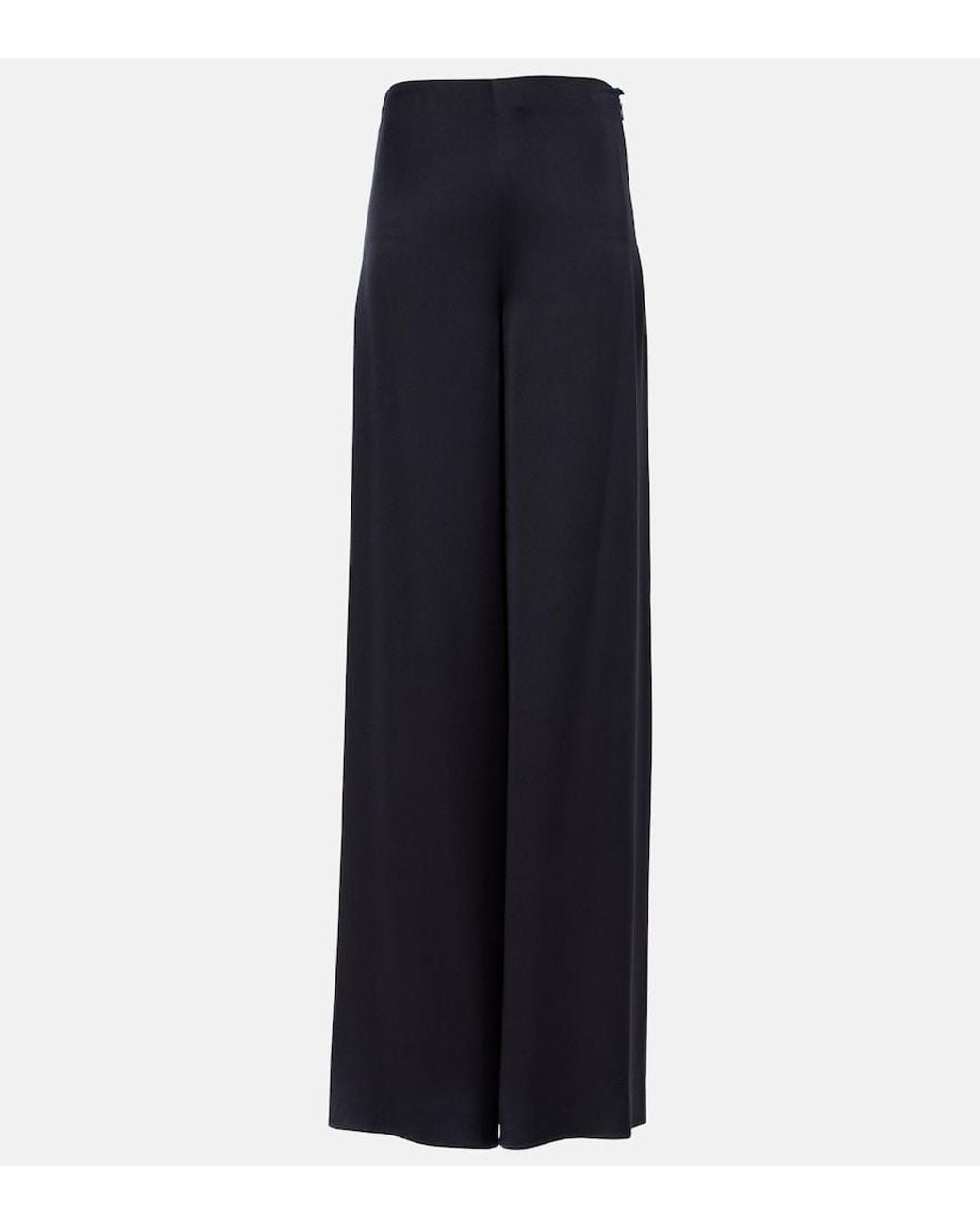 Loro Piana Blue Dresden Silk Satin Wide-Leg Pants
