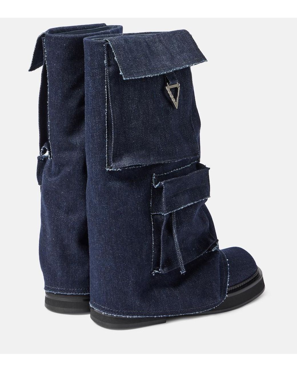 The Attico Blue Robin Denim Combat Boots