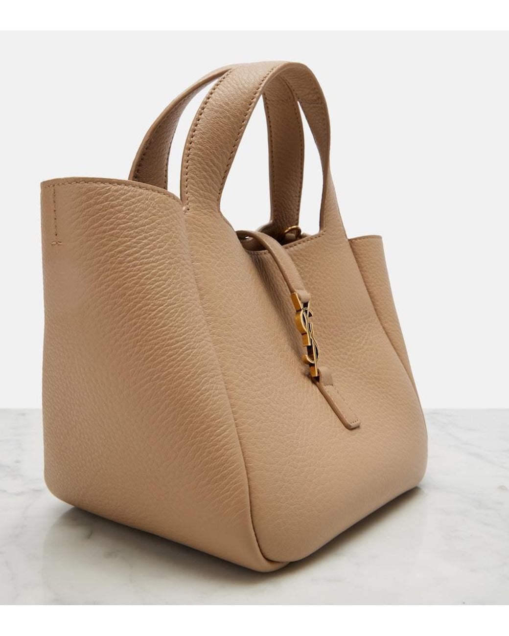 Saint Laurent Brown Le 5 A 7 Baby Bea Leather Top-Handle Bag