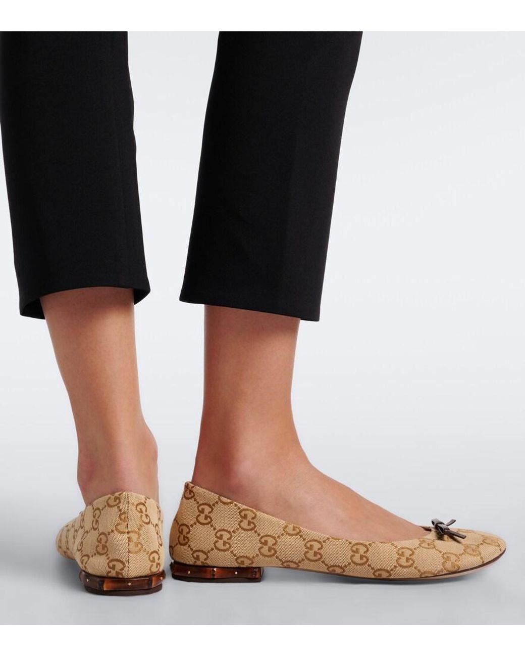 Gucci Brown Gg Canvas Ballet Flats