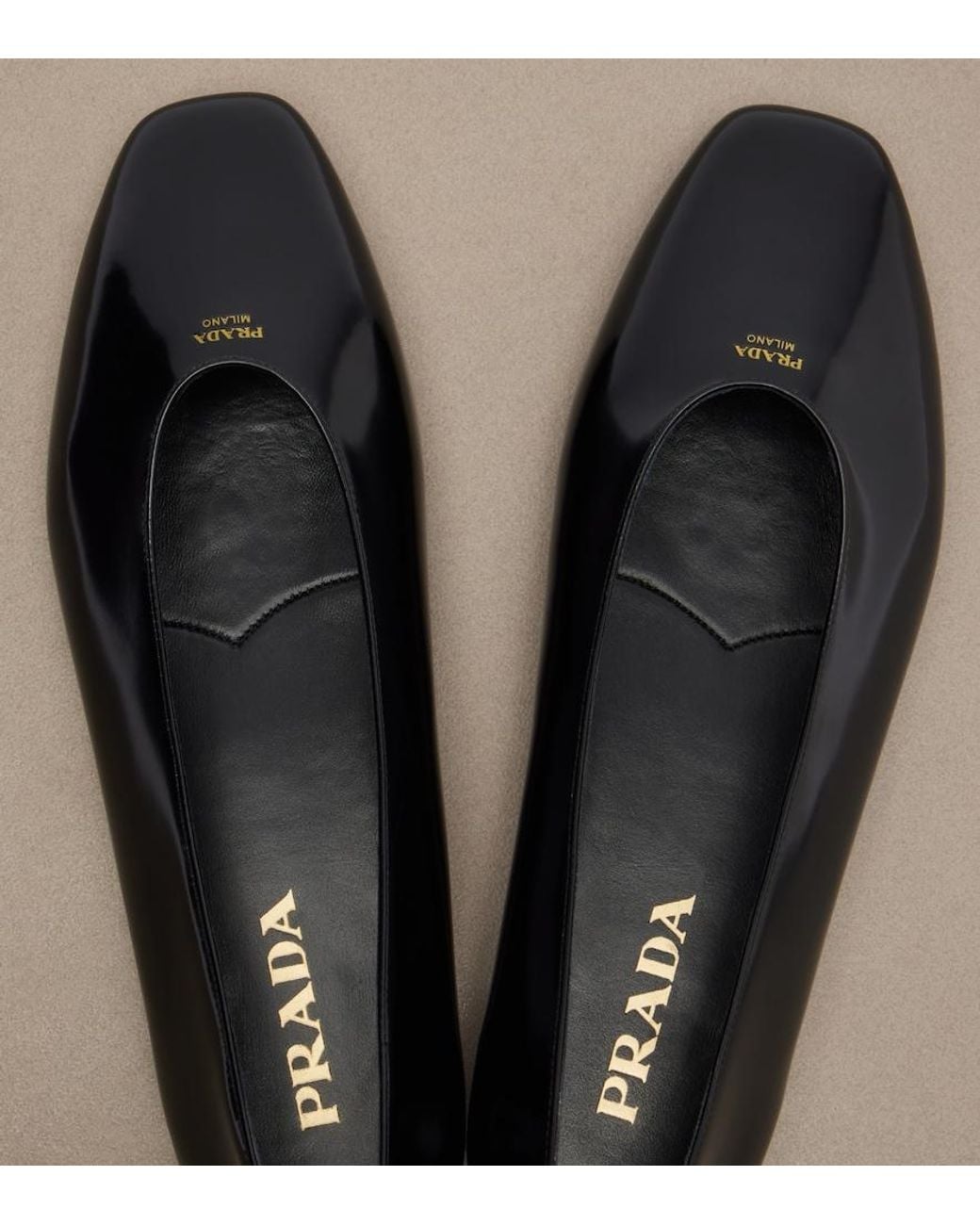 Prada Black Leather Ballet Flats