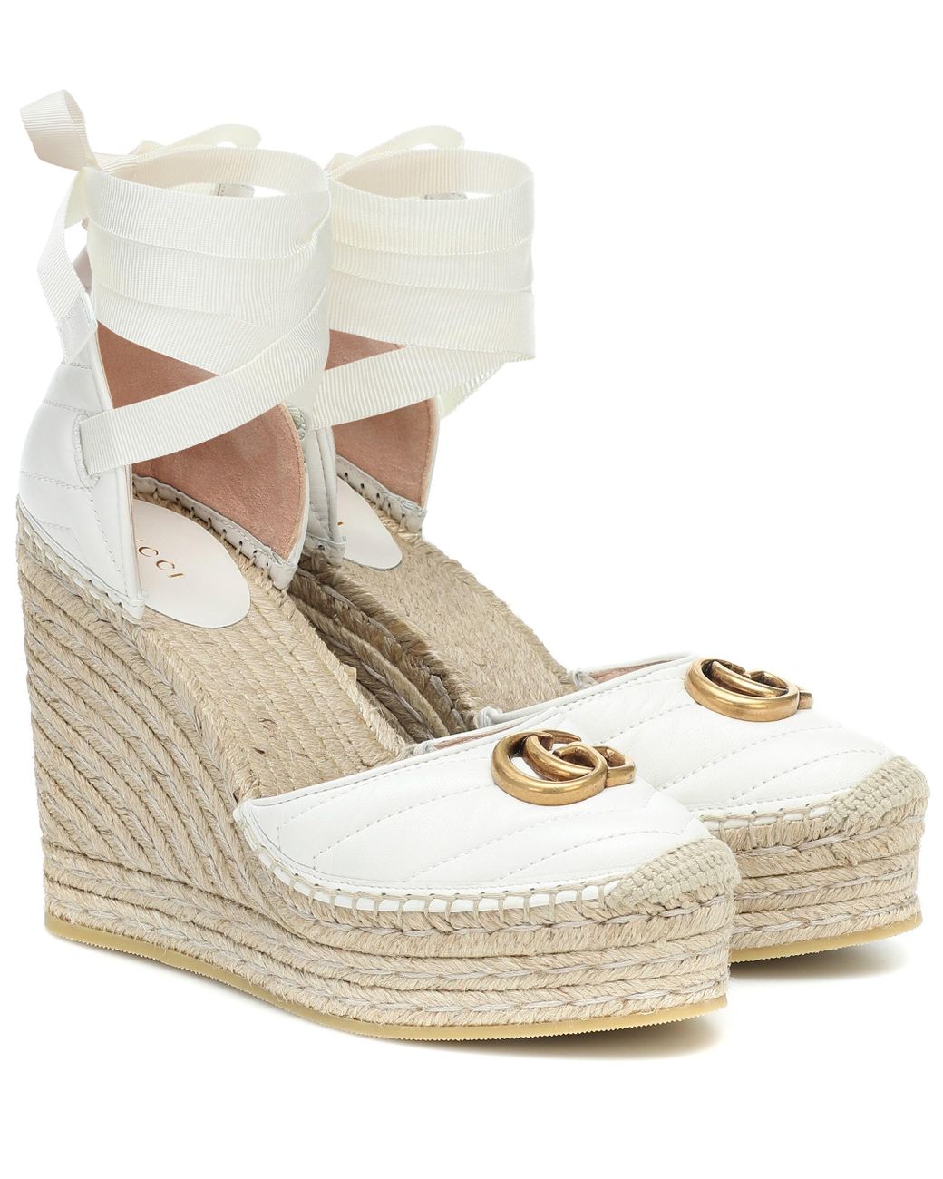 gucci white leather espadrilles