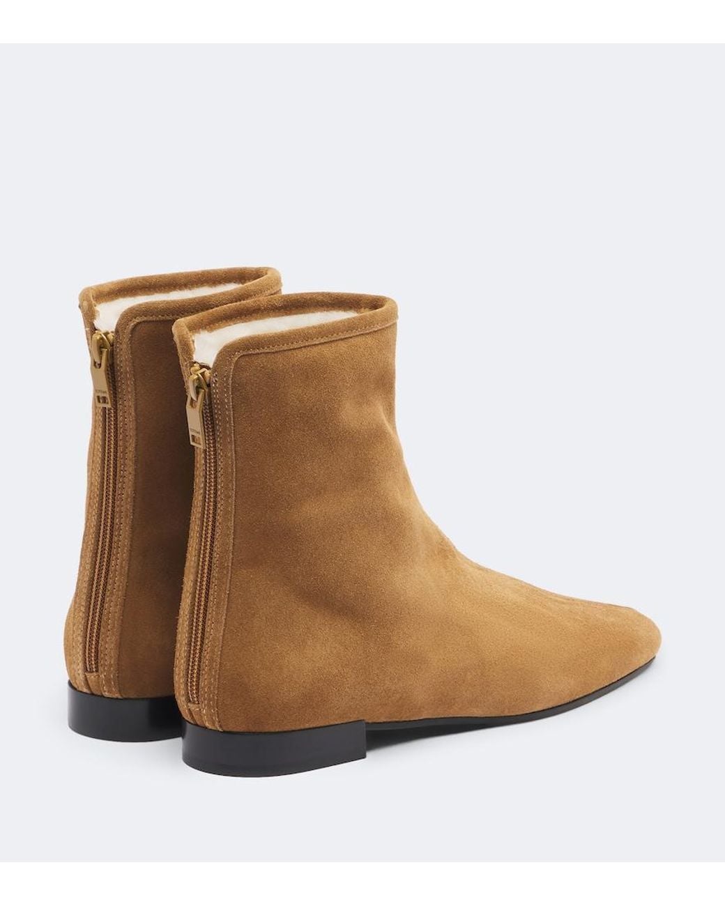 Totême Brown Shearling-Lined Suede Ankle Boots