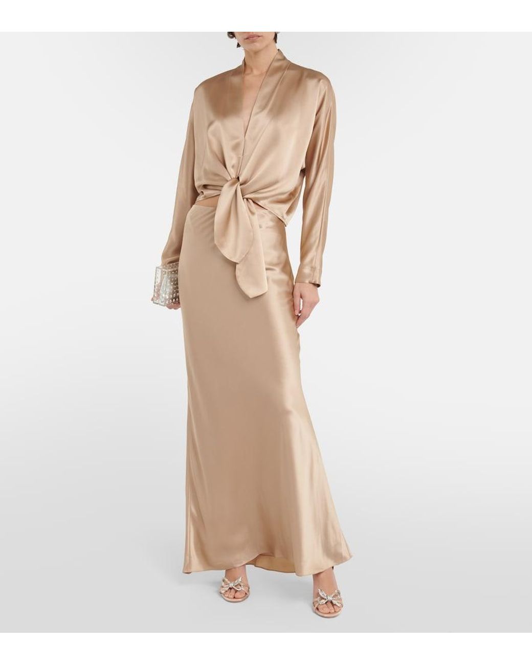 The Sei Natural Silk Satin Maxi Skirt