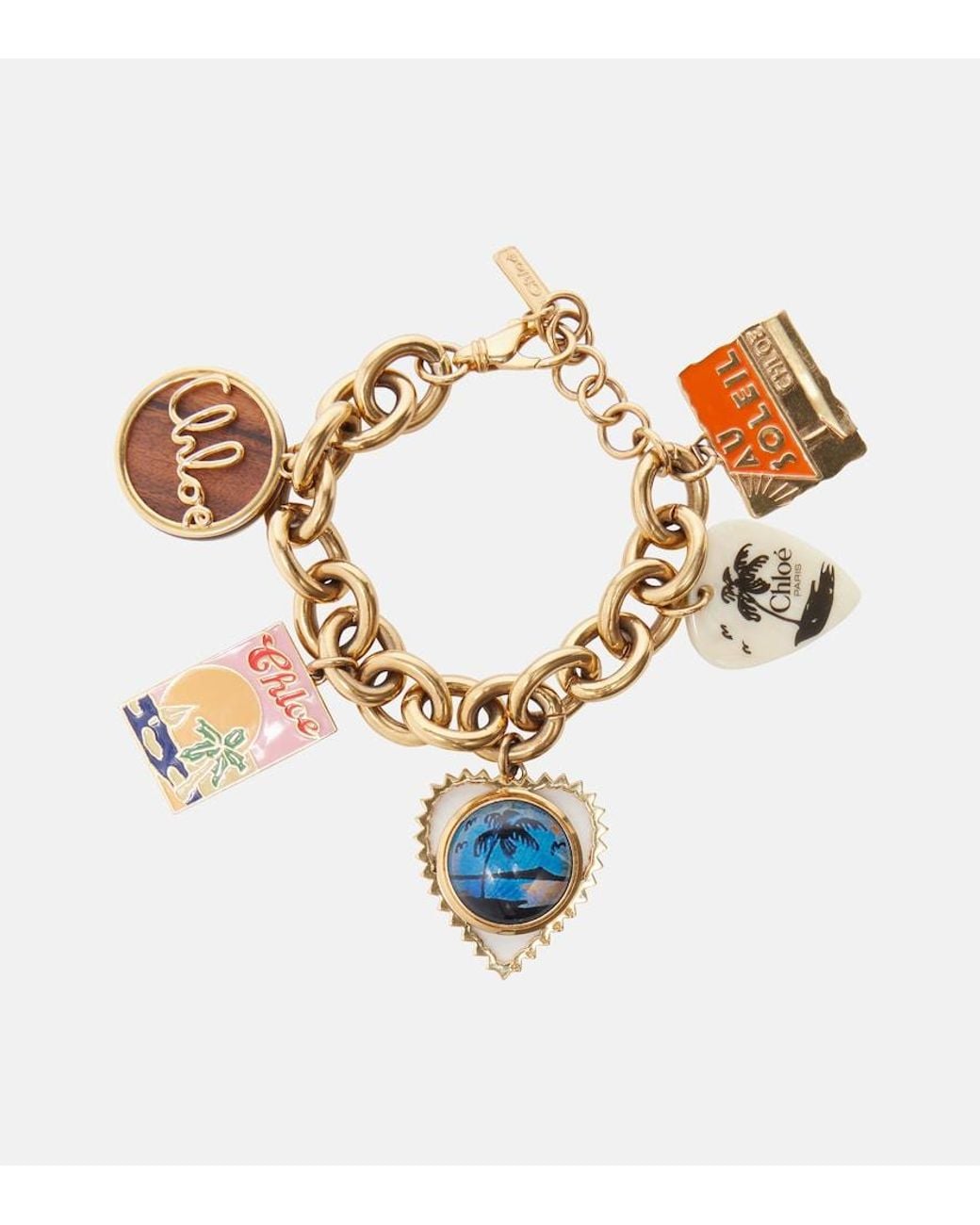 Chloé White Postcards Embellished Necklace