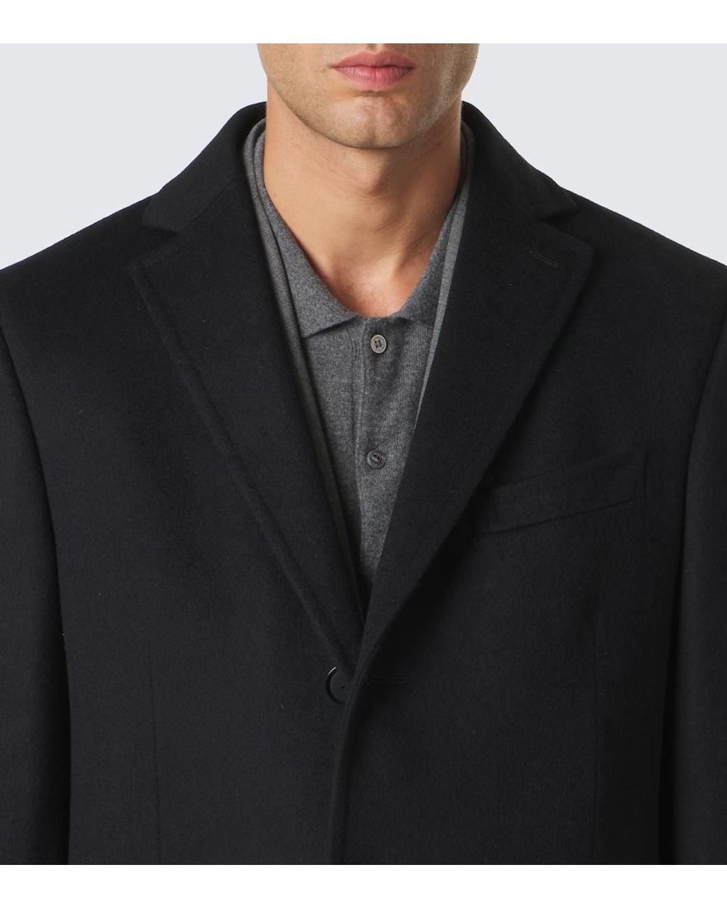 Zegna Black Wool And Cashmere-Blend Coat for men