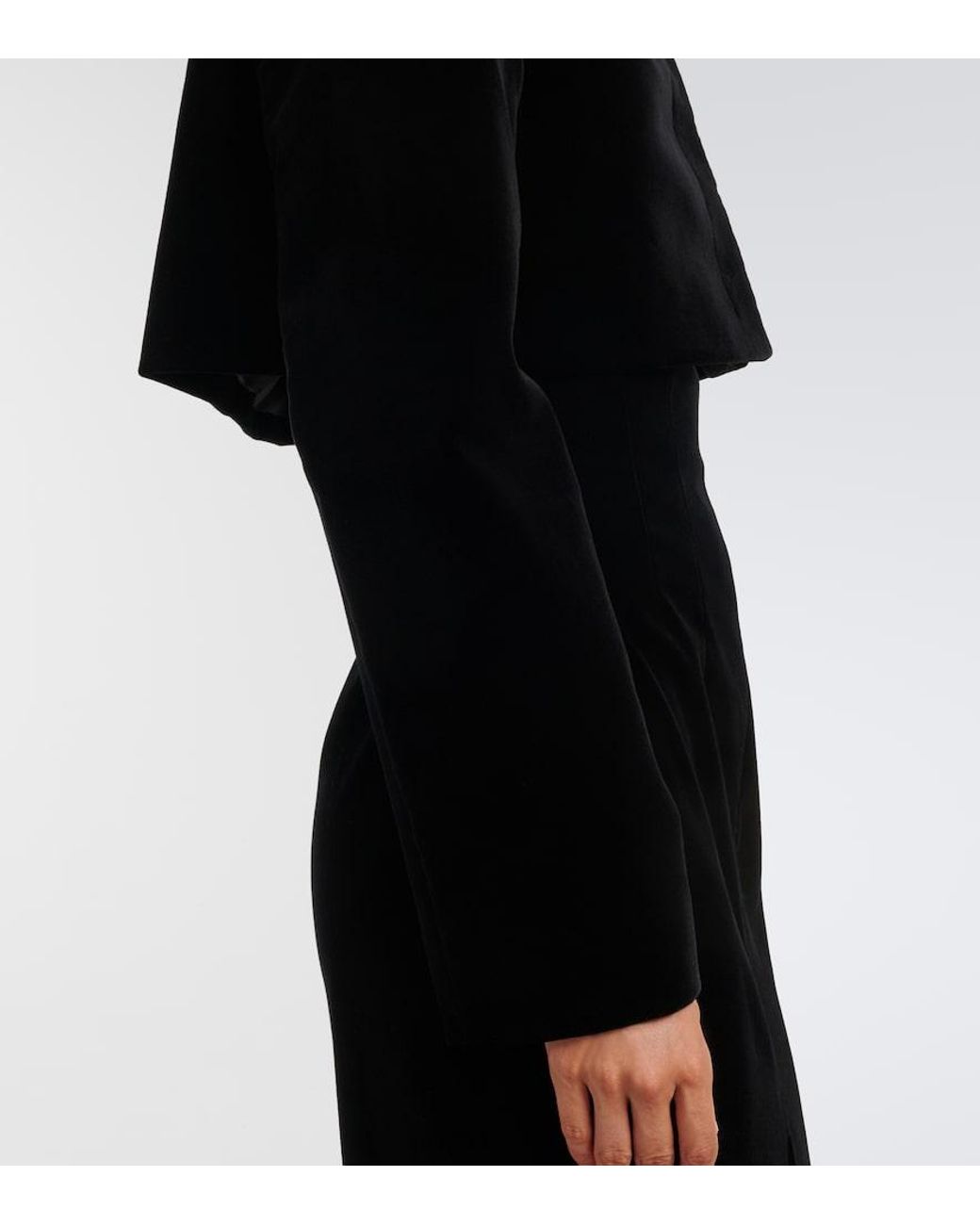 Khaite Black Samo Floral-Applique Cropped Velvet Jacket