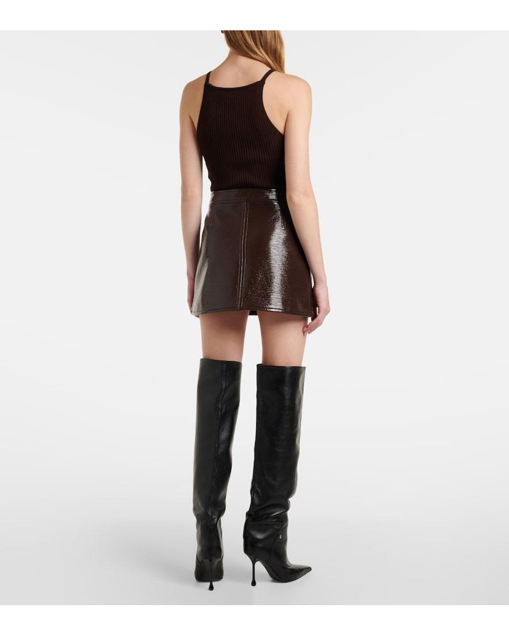 Courreges Brown Reedition Vinyl Miniskirt