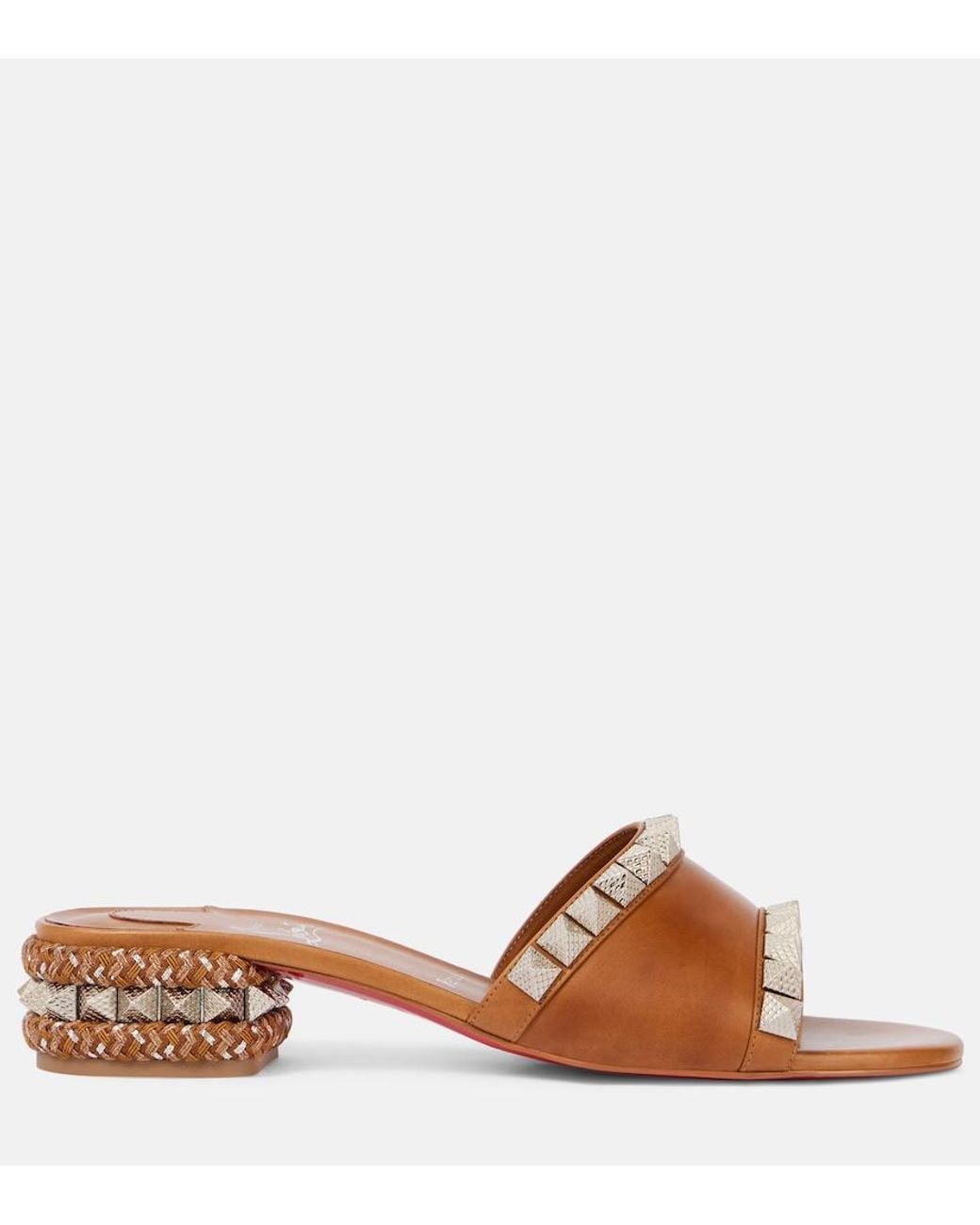 Christian Louboutin Brown Pyramule 30 Spiked Leather Mules