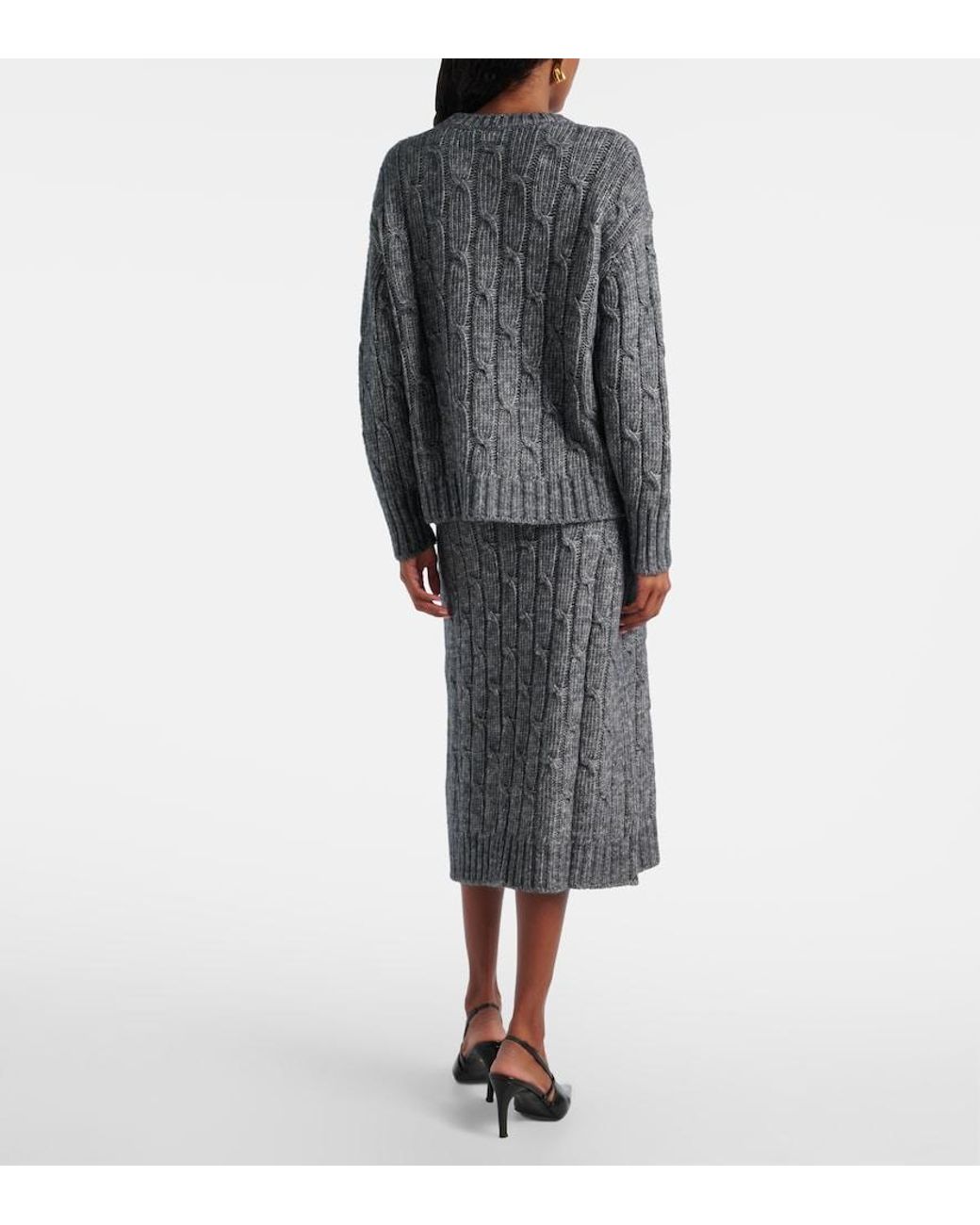Max Mara Gray Cotton, Alpaca, And Wool Sweater