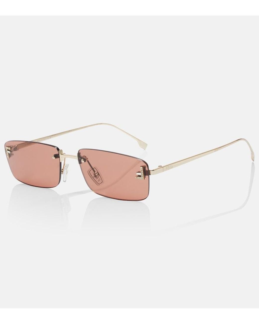 Fendi Pink First Crystal Rectangular Sunglasses