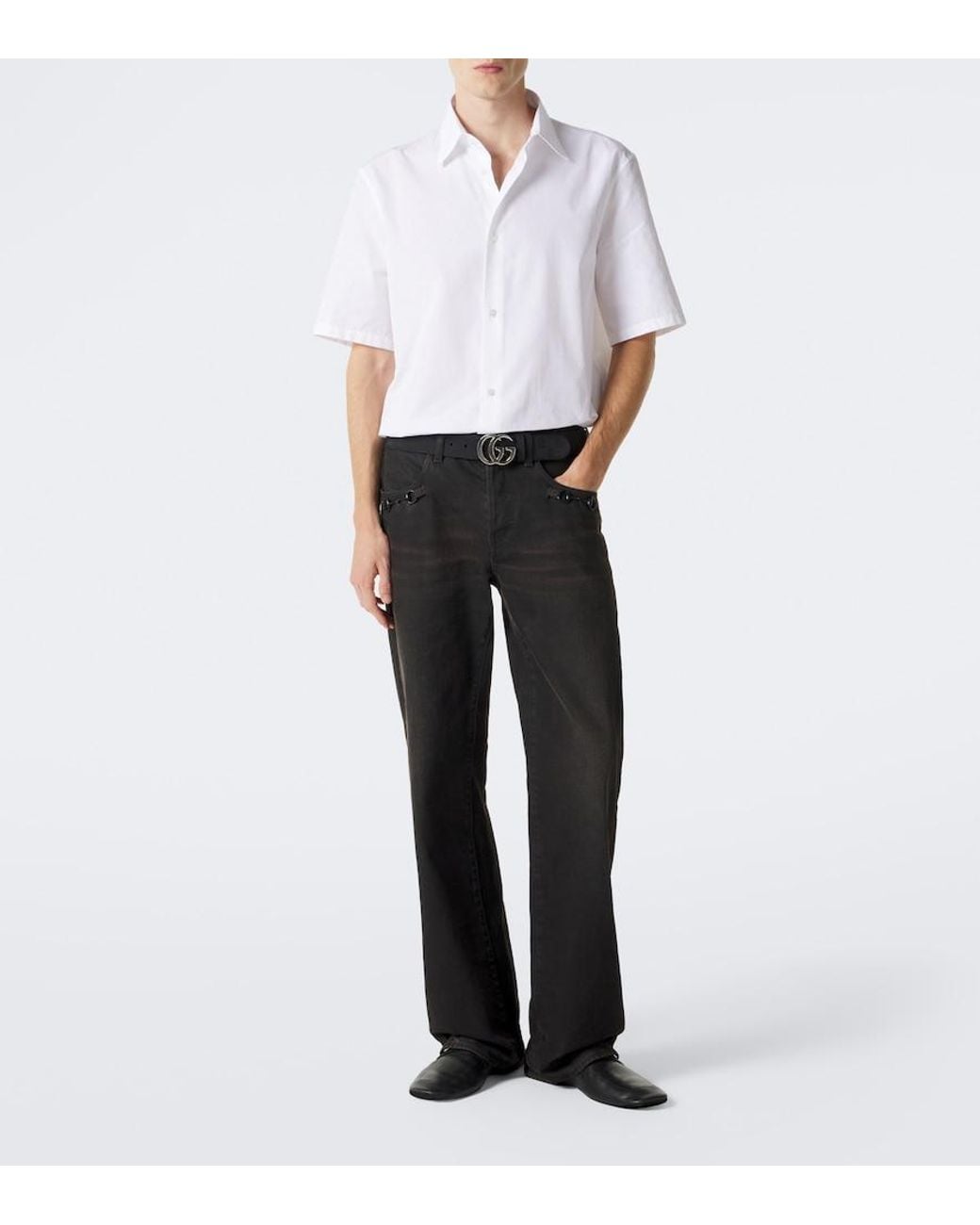 Gucci Black Horsebit Wide-Leg Jeans for men