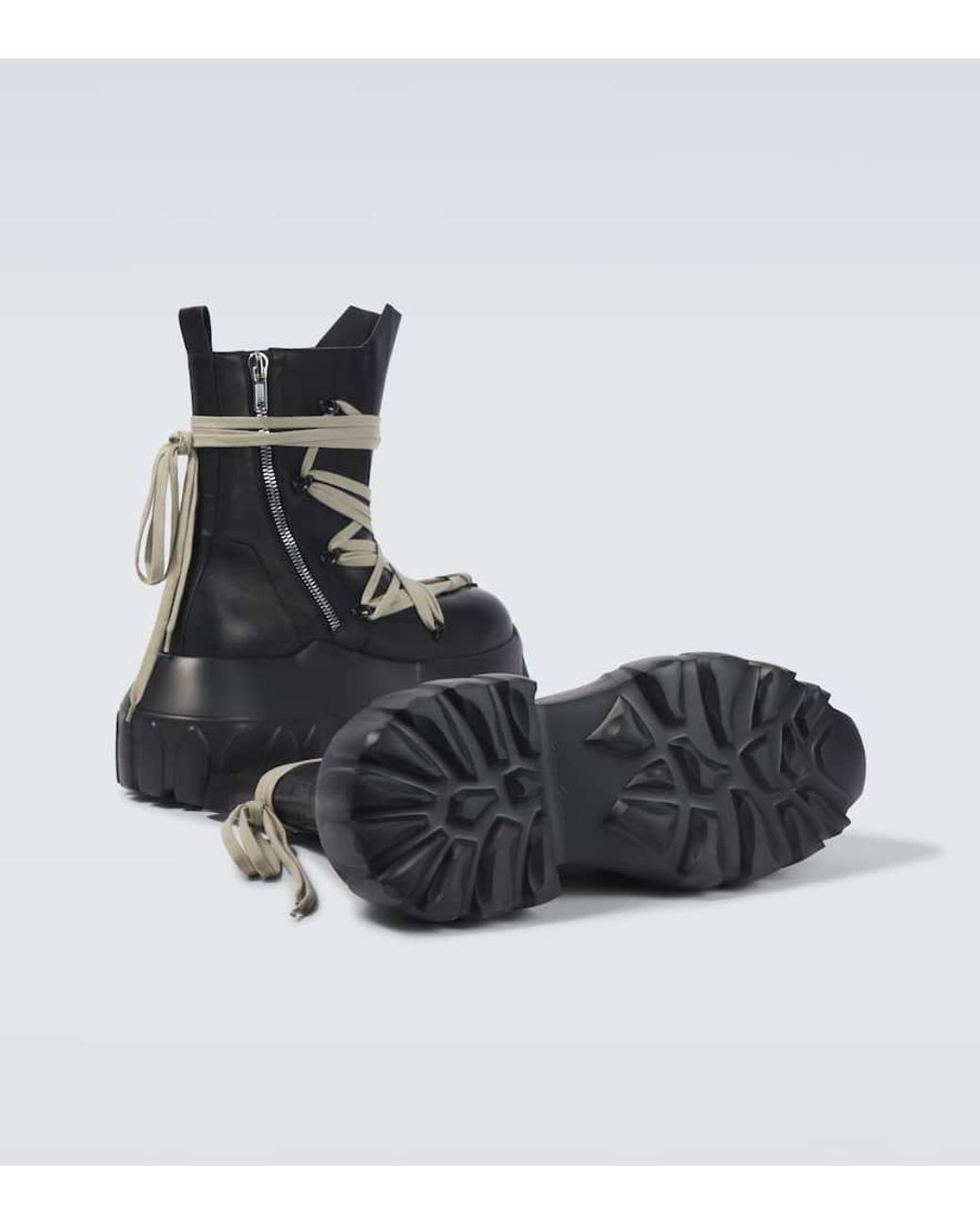 Rick Owens Megalace Mega Tractor Lace-Up Boots in Black for Men | Lyst