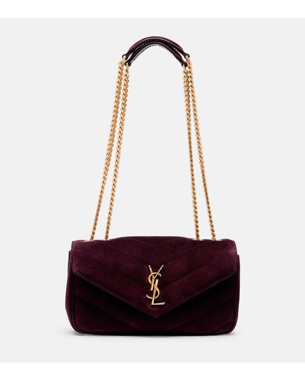 Saint Laurent White Loulou Small Matelasse Suede Shoulder Bag