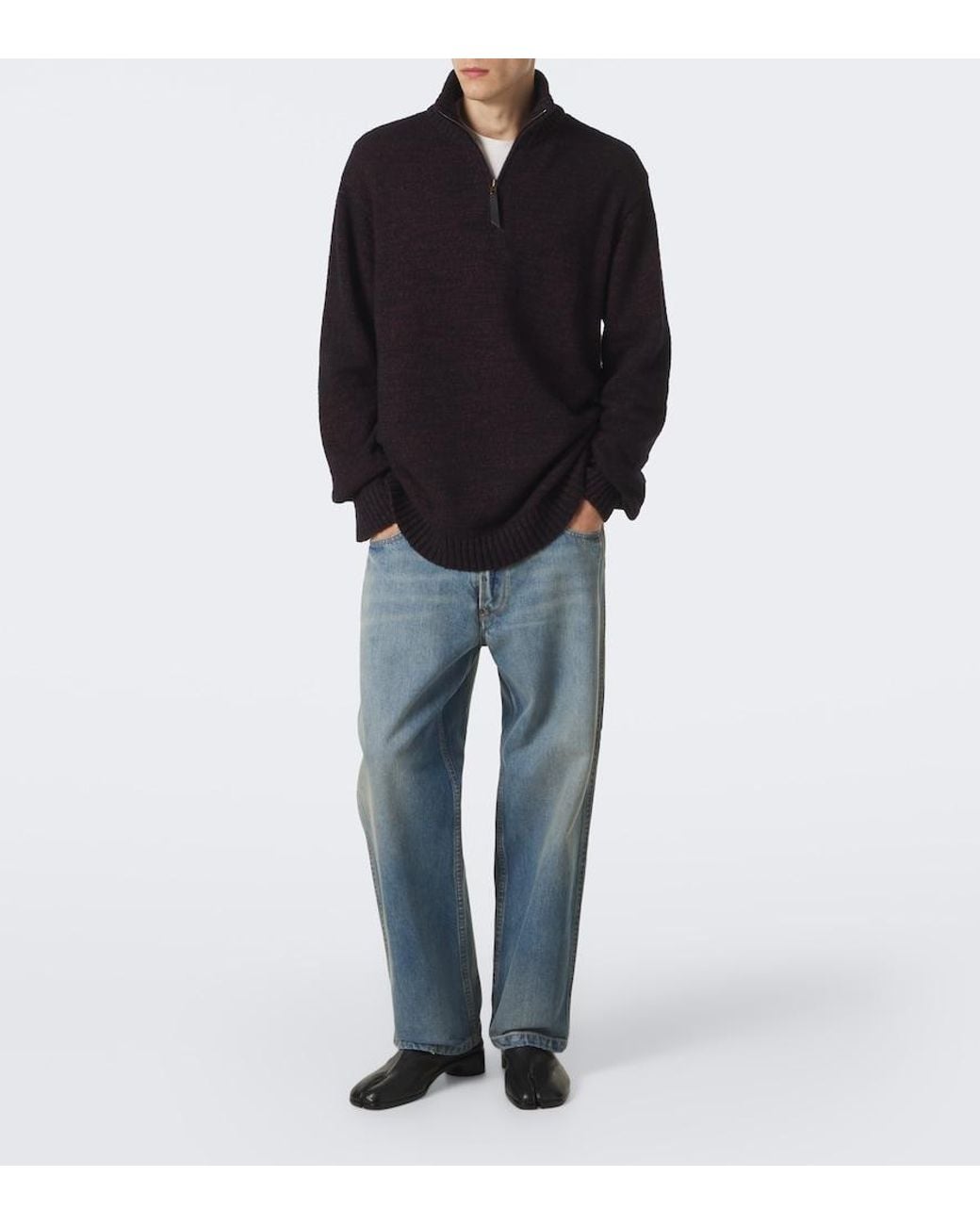 Maison Margiela Black Cotton And Wool-Blend Sweater for men