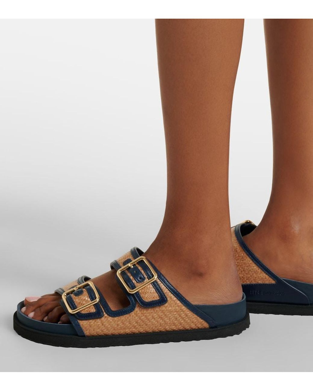 Birkenstock Blue Arizona Leather-Trimmed Woven Sandals
