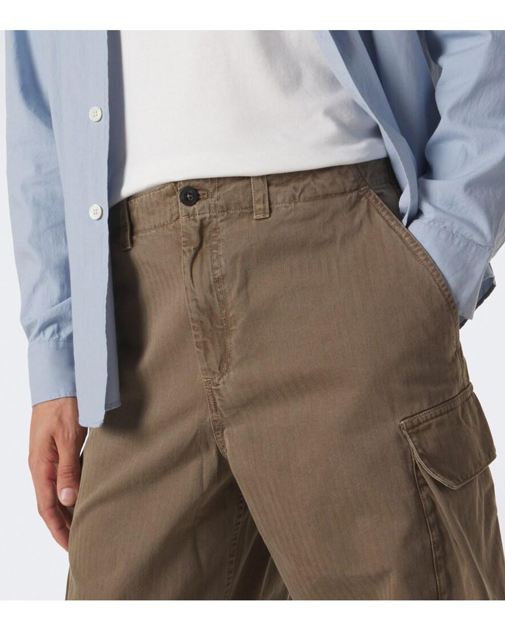 Our Legacy Natural Mount Herringbone Cotton Cargo Pants for men
