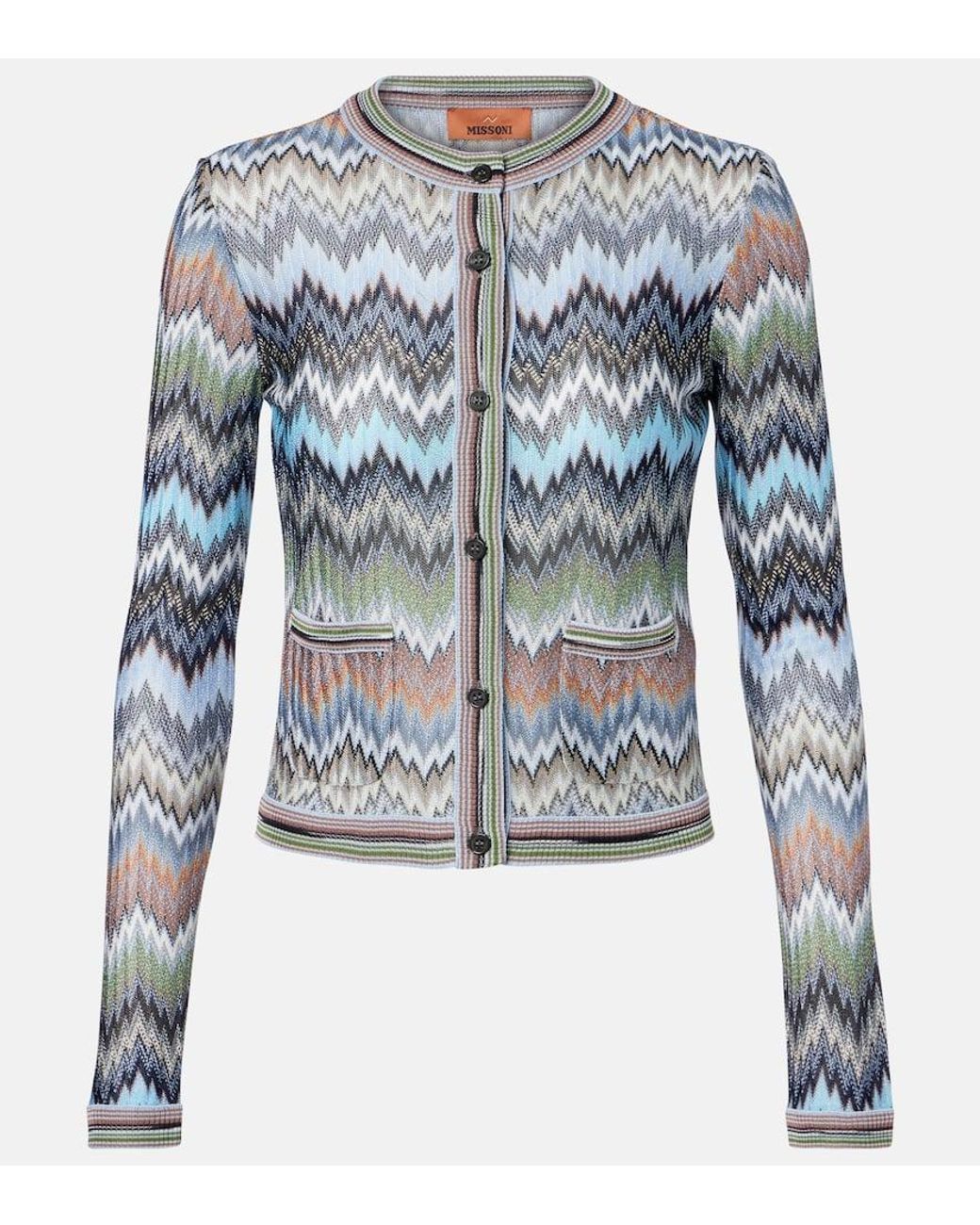 Cardigan Missoni Boutonné Col V - Manches Longues, Motifs Zig Zag, Taille PETIT S Neuf