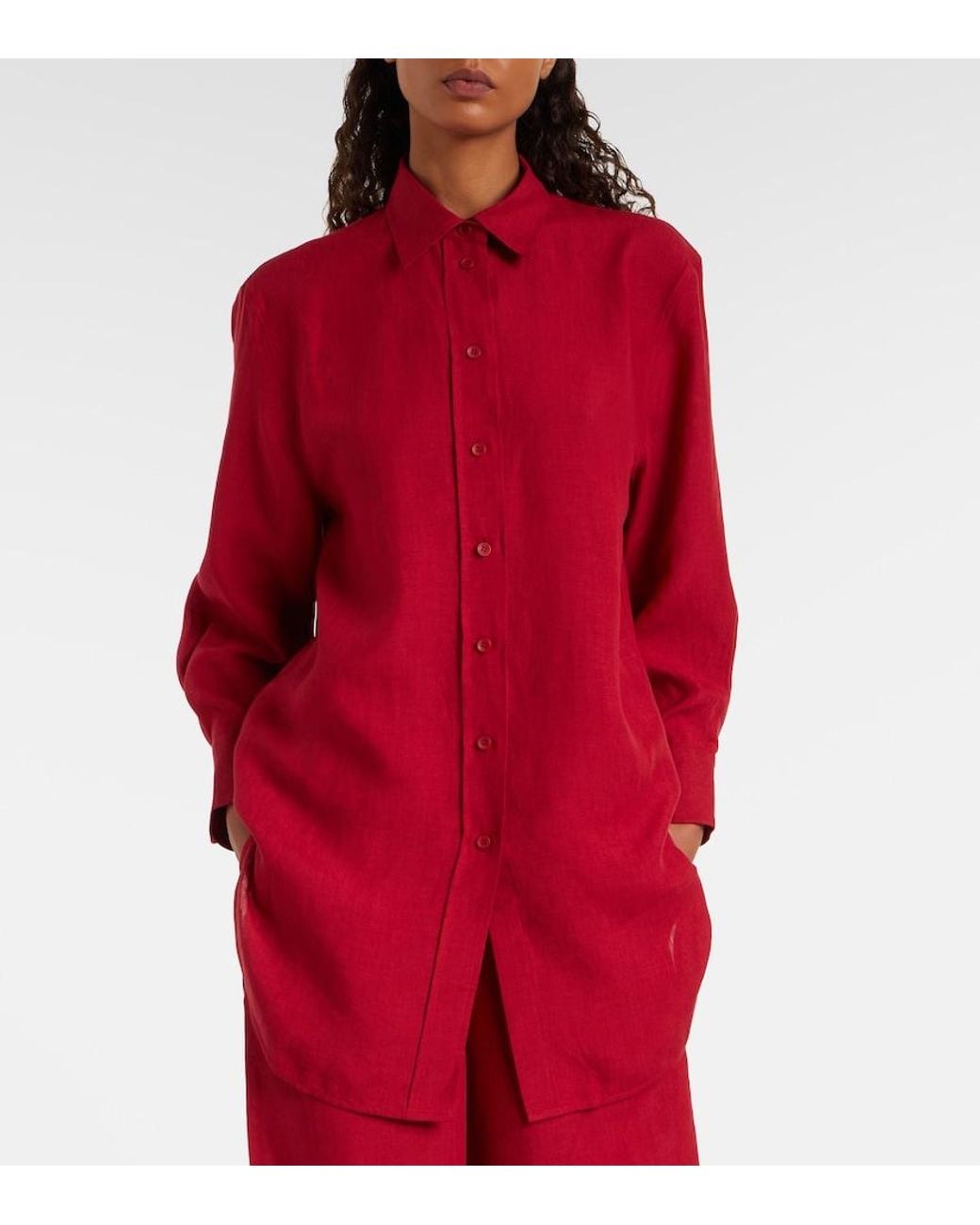 Eres Red Mignonette Oversized Linen Shirt