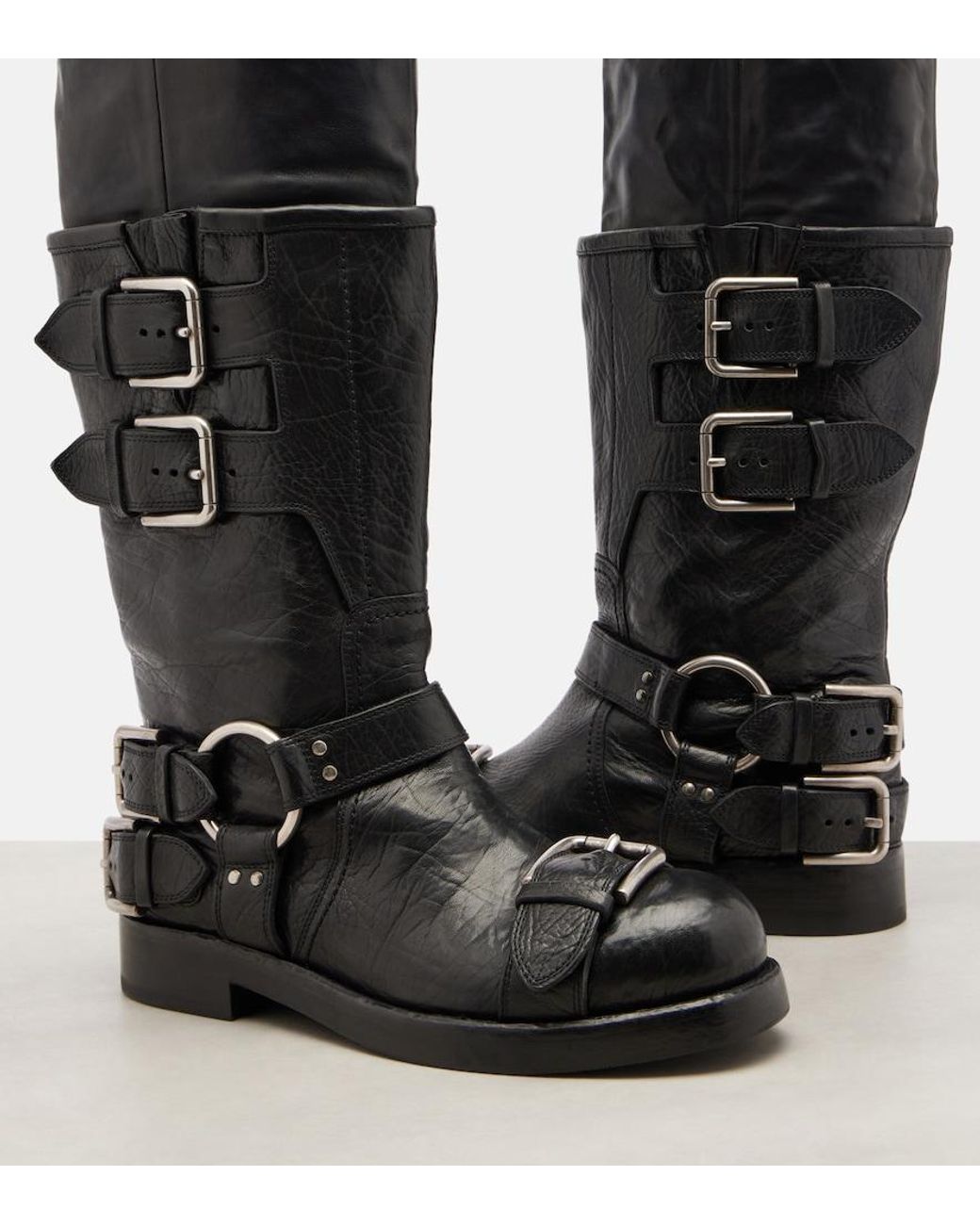 Dolce & Gabbana Black Leather Knee-High Boots