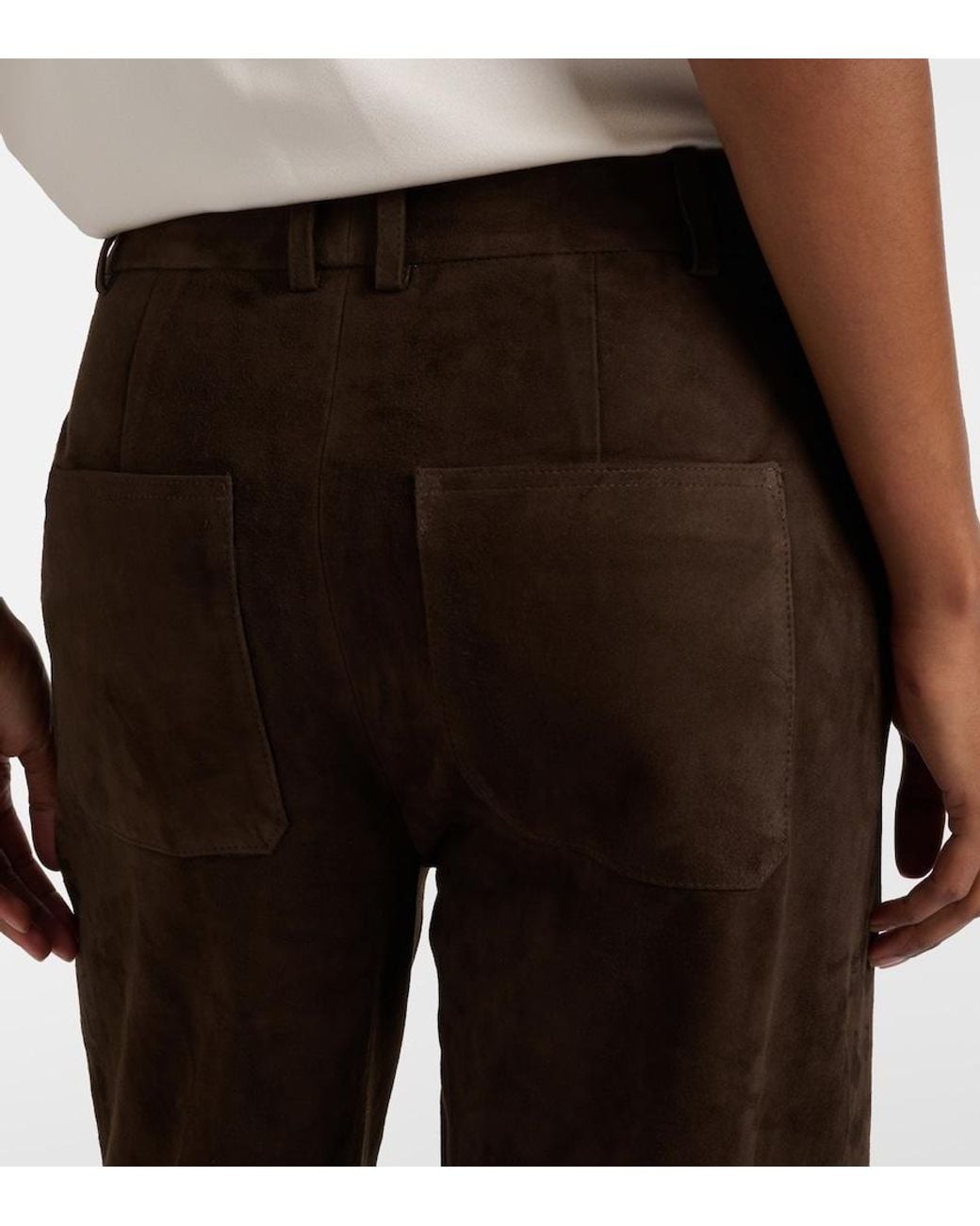 Vince Brown Leather Straight Pants