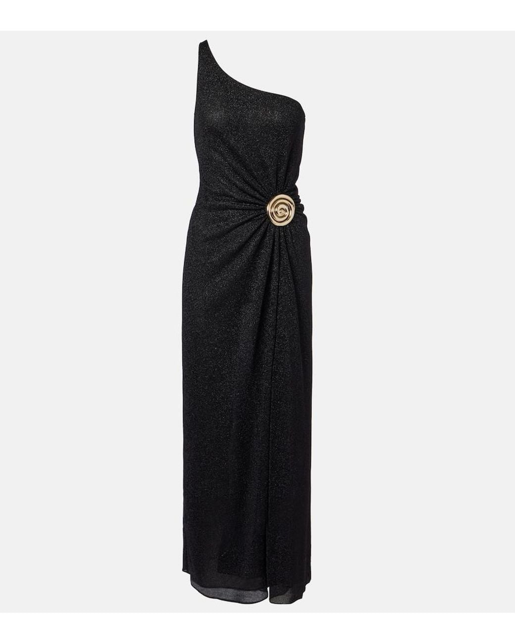 Oseree Black Lumiere Gathered Maxi Dress