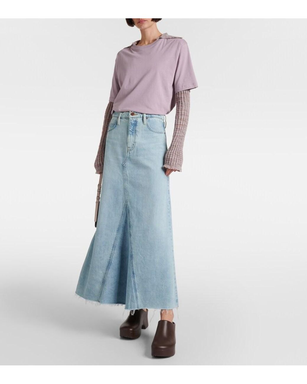 FRAME Blue Dorothy Denim Maxi Skirt