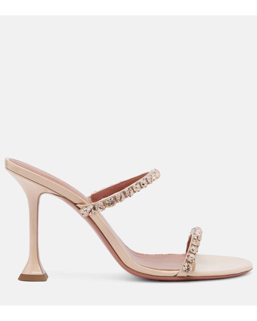 AMINA MUADDI Pink Gigi Crystal-Embellished Leather Sandals