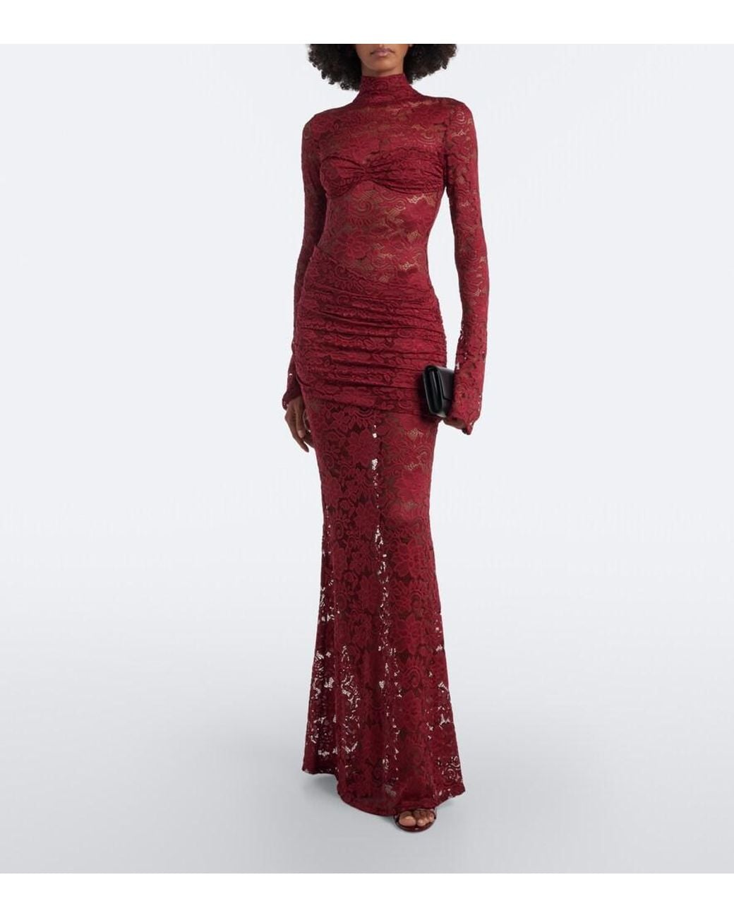 Bananhot Red Francisca Guipure Lace Gown