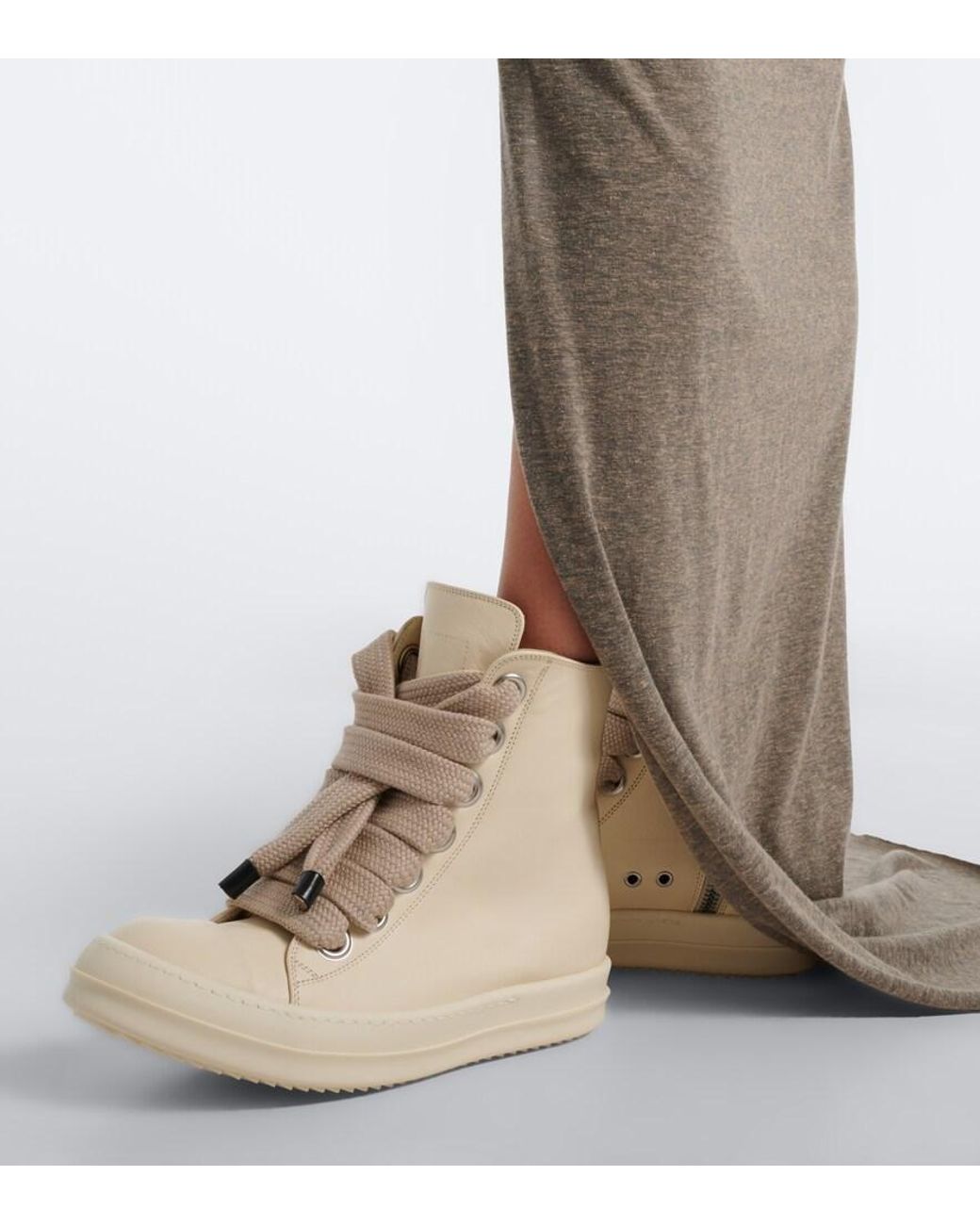 Rick Owens Natural Jumbolace Leather Sneakers