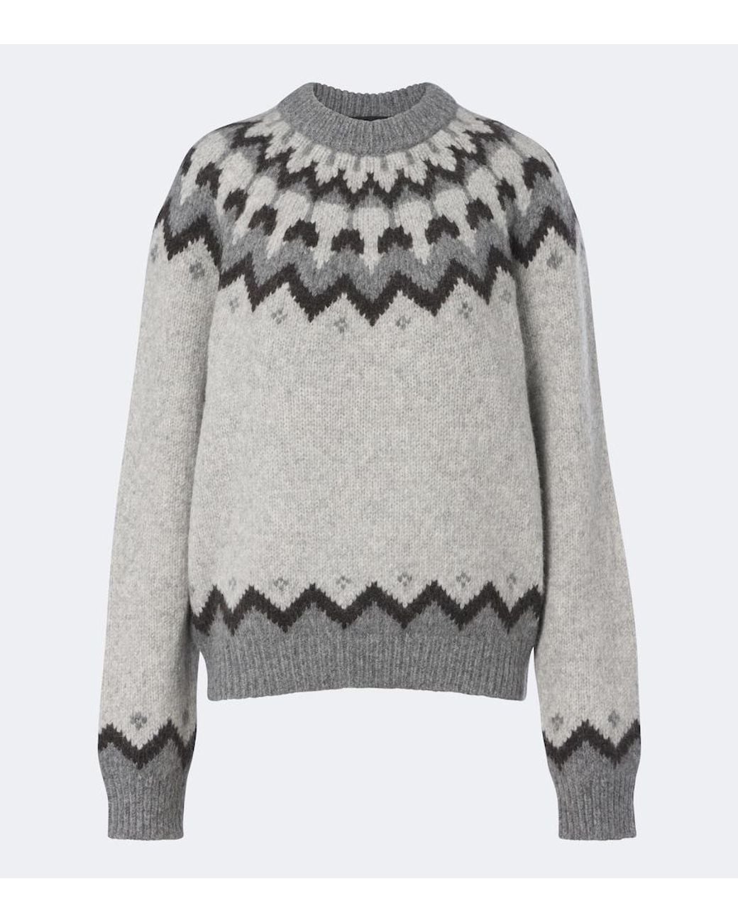 Nili Lotan Gray Alan Fair Isle Alpaca And Wool-Blend Sweater