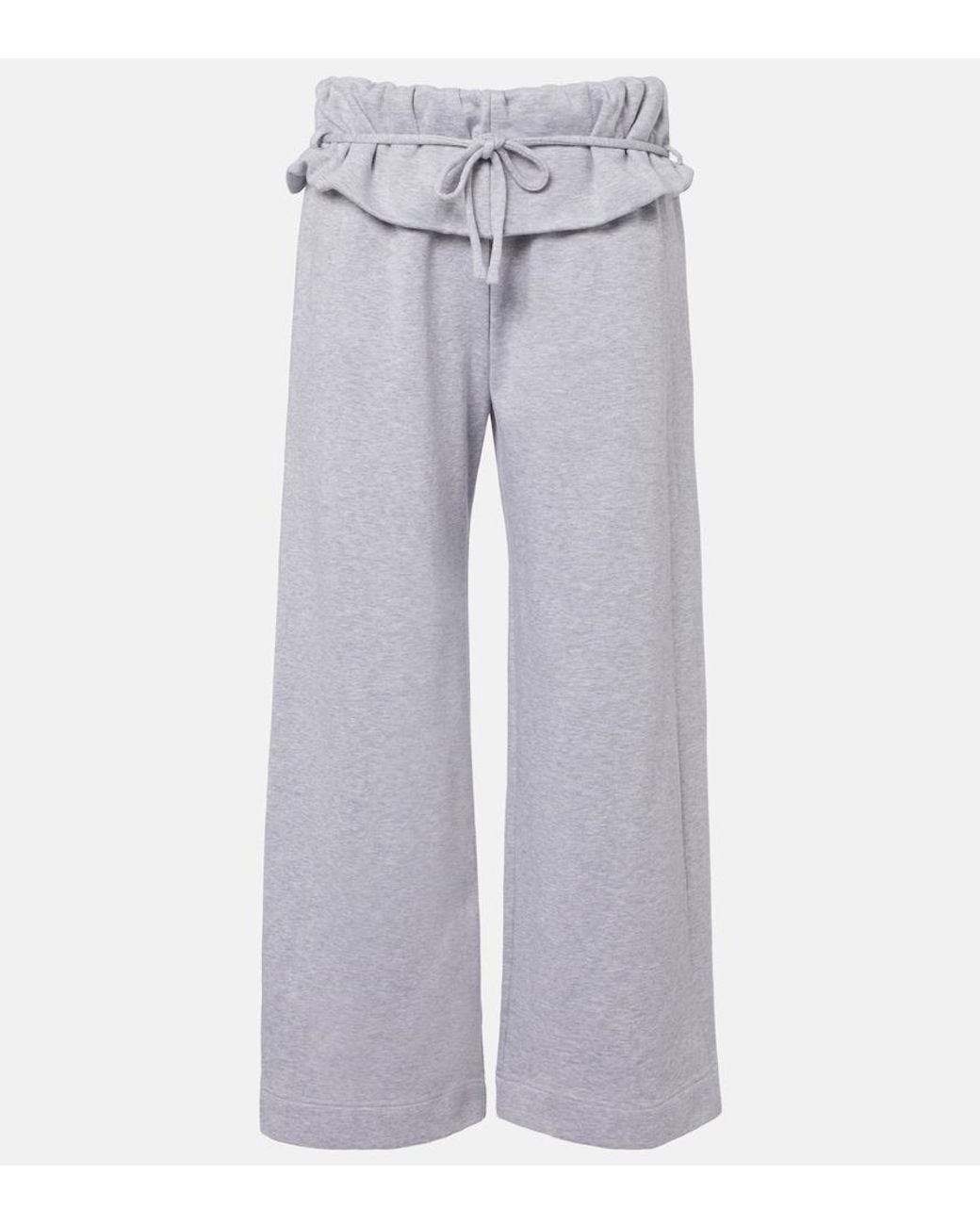 Magda Butrym Gray Ruffled Cotton-Blend Sweatpants