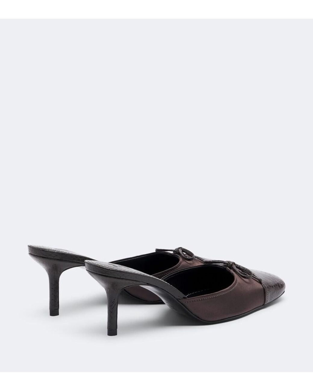 Staud Gray Faye Leather-Trimmed Satin Mules