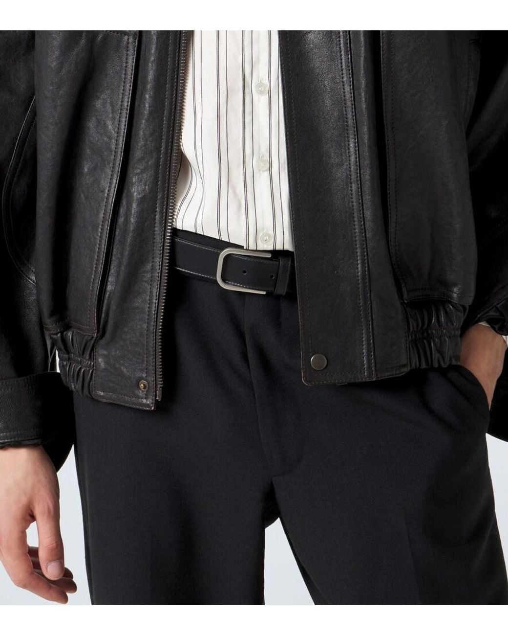 Saint Laurent Black Leather Belt for men