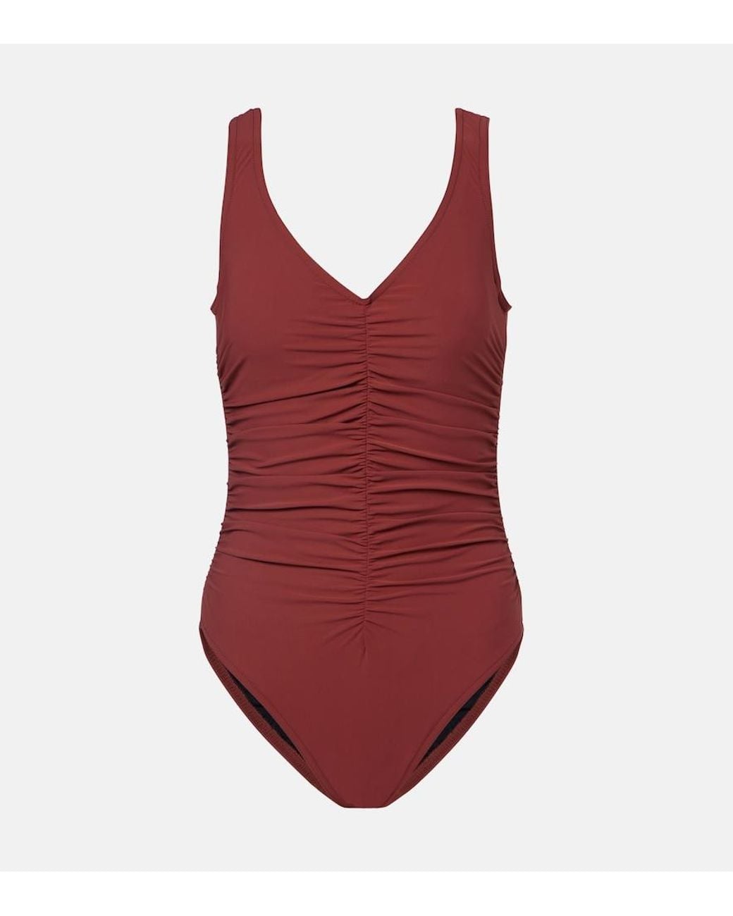 Karla Colletto Red Basics Ruched Swimsuit