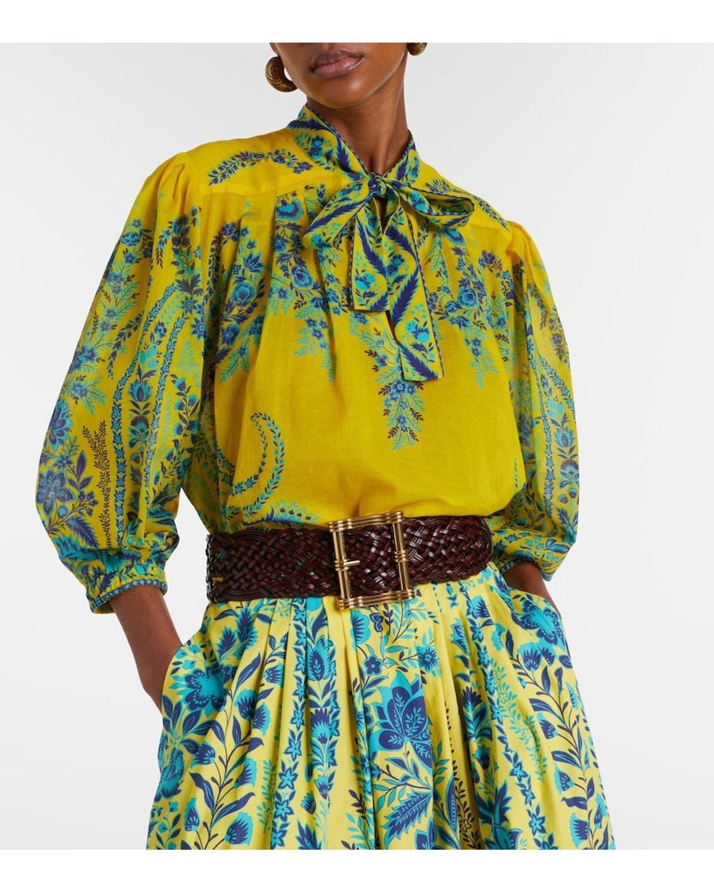 Etro Yellow Floral Cotton Top