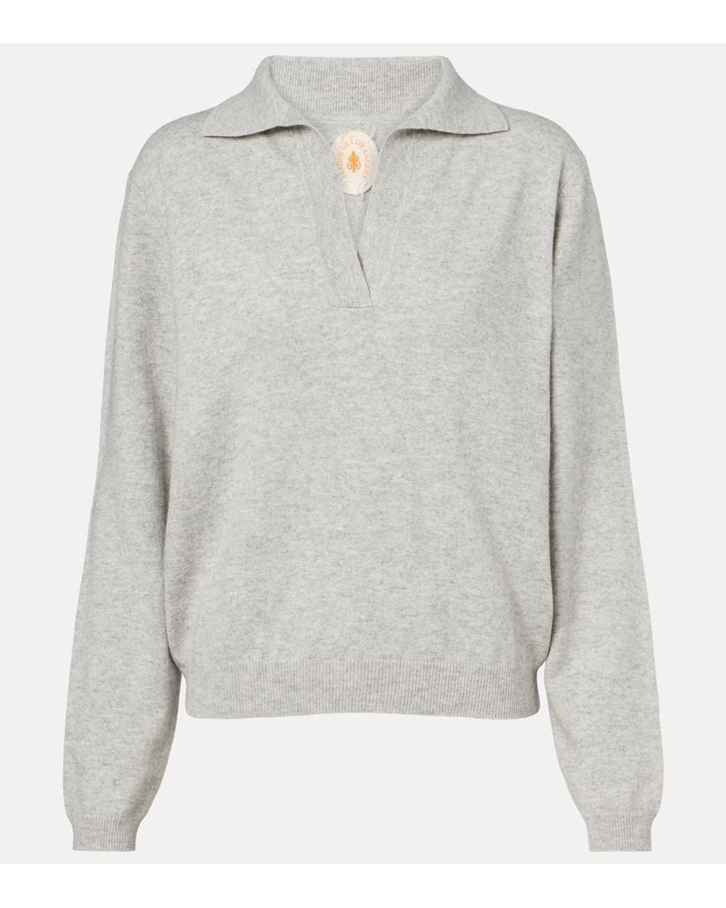 Jardin Des Orangers Gray Cotton And Cashmere Polo Sweater