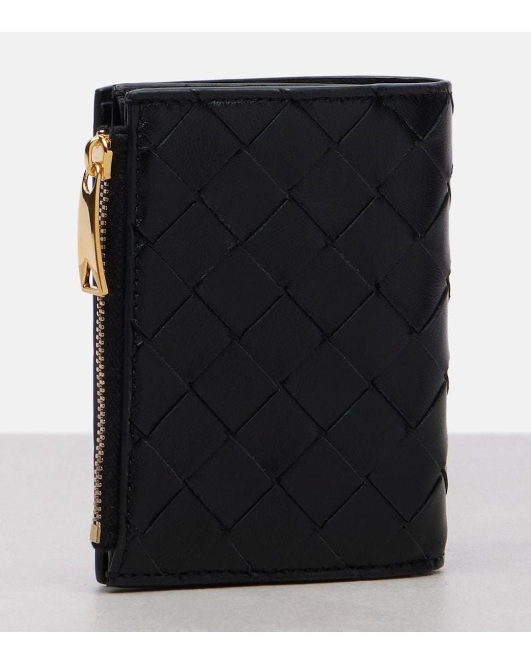 Bottega Veneta Black Intrecciato Leather Bifold Wallet