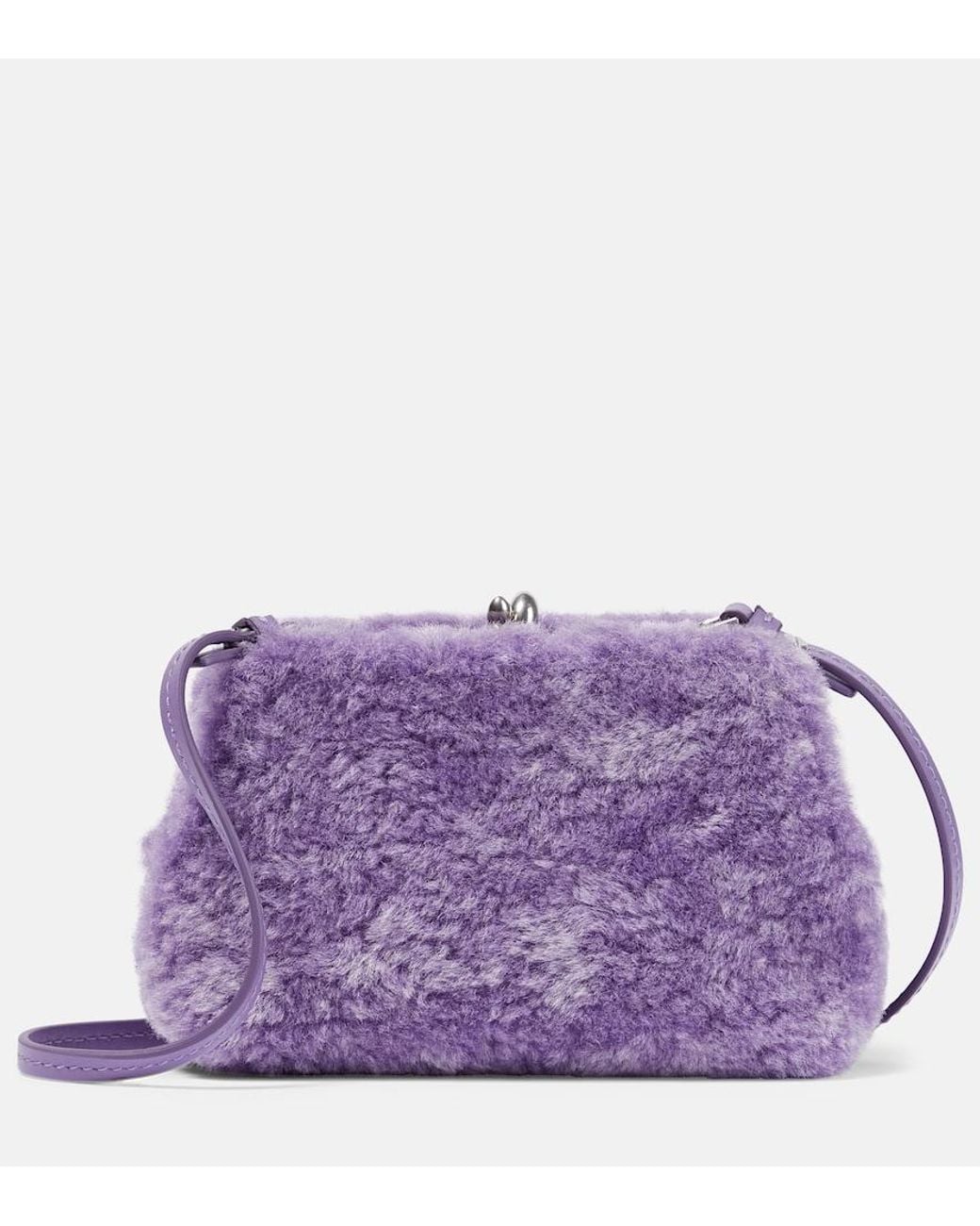 Jil Sander Purple Goji Micro Shearling Shoulder Bag