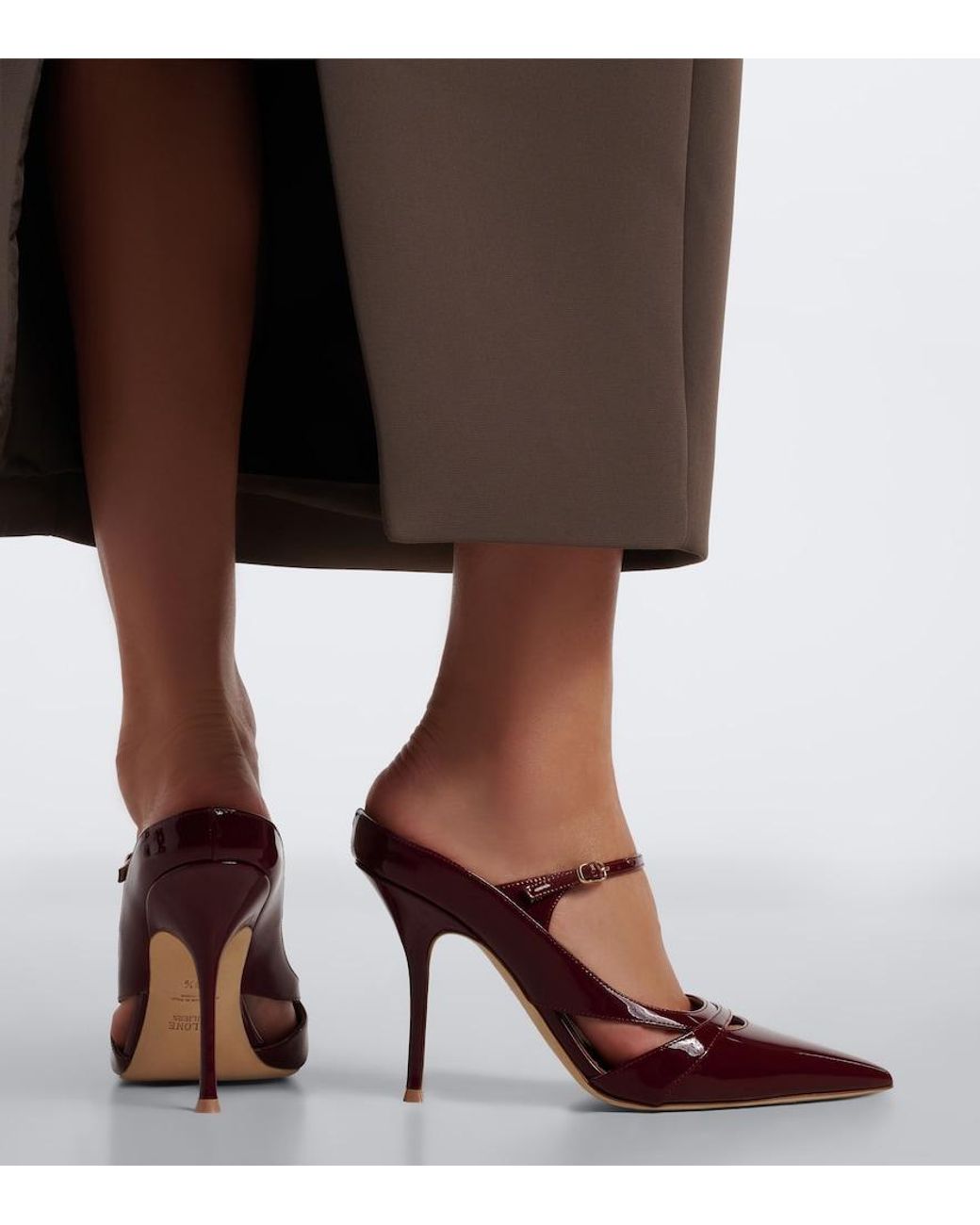 Malone Souliers Brown Patent Leather Pumps