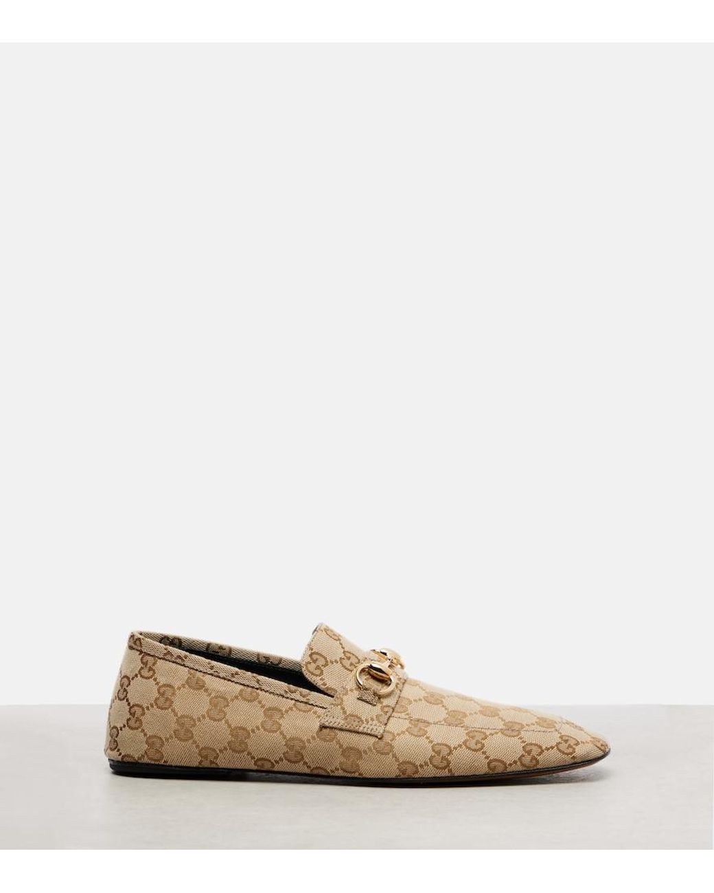 Gucci Natural Horsebit Gg Canvas Loafers